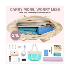 Axcone Women’s Yoga Tote Bag with Luggage Sleeve & Mat Straps – Gym Work Bag …