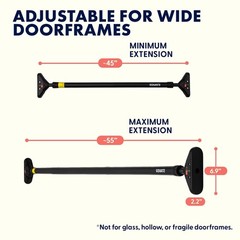 Squatz Doorway Pull Up Bar, Adjustable Door Frame Pull Up Bar with Level Mete…