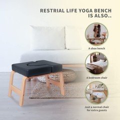 Yoga Headstand Bench Chair – Wood & PU Pads for Family Gym – Relieve Fatigue, 24