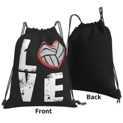 Love Volleyball Unisex Drawstring Backpack Bag Sport Gym Travel Swim Sackpack