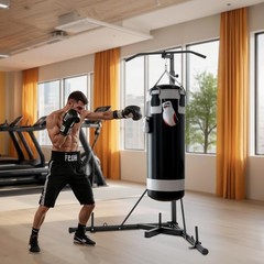 2 in 1 Punch Bag Stand Exercise Equipment Sandbag Frame Steel, Height Adjustable…