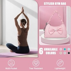 Gym Bag For Women, Yoga Mat Bag with Shoes Compartment, Wet Pocket and Pink
