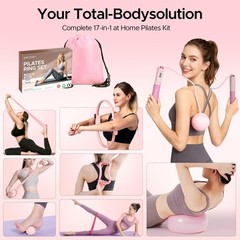 Pilates Ring Kit,Pilates Equipment Accessories,Home 14 Count(Pack of 1), Pink