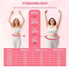 65 Inch Adjustable Fitness Waist Hoop – 32 Detachable Links, Quiet Non-Drop F…
