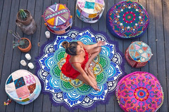 Polygon Printing Tassel round Bath Towel Yoga Mat