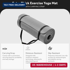 BalanceFrom Yoga Mat, 1-Inch Extra Thick High Density Exercise Mat, Anti-Tear Ex