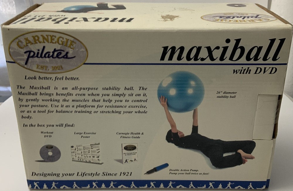 Carnegie Pilates Maxiball With Dvd. Exercise Poster, Health and Fitness Guide.