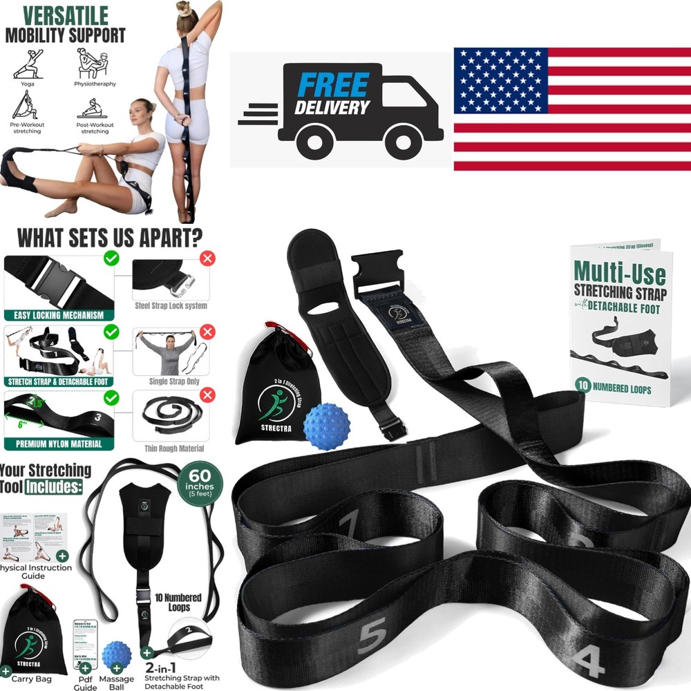 Lightweight Stretch Strap with Massage Ball for Improved Flexibility and Comfort