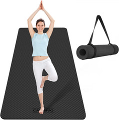 Extra Wide Yoga Mat for Women and Men (72″/84″X 32″X 1/4″) TPE Workout Mat, Non-