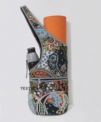 Black Pasiely Cotton Yoga Mat Carrier Traditional Design | Mat Holder & Storage