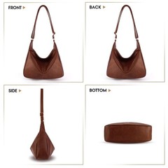 Hobo Bags for Women, Foldable Vegan Leather Tote Bag, Stylish Slouchy Shoulde…
