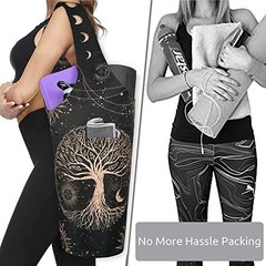 Yoga Mat Bag – Long Tote with Pockets – Holds More Yoga 37″x15.5″ Tree of Life