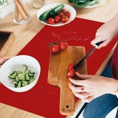Silicone Mat for Kitchen Counter, Silicone Mat Trimable to Size (Red, 15.7×