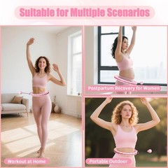 65 Inch Adjustable Fitness Waist Hoop – 32 Detachable Links, Quiet Non-Drop F…