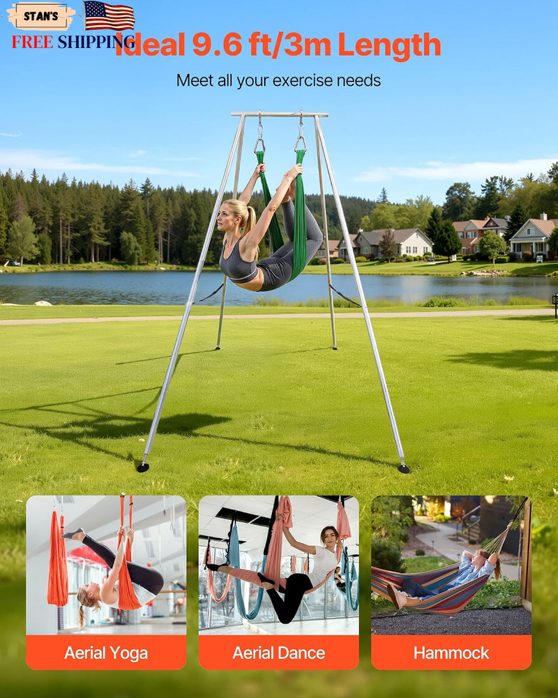 Yoga Stand Frame 9.6 ft Aerial Silk Swing Stand Max 551.2 lbs Load Capacity T…