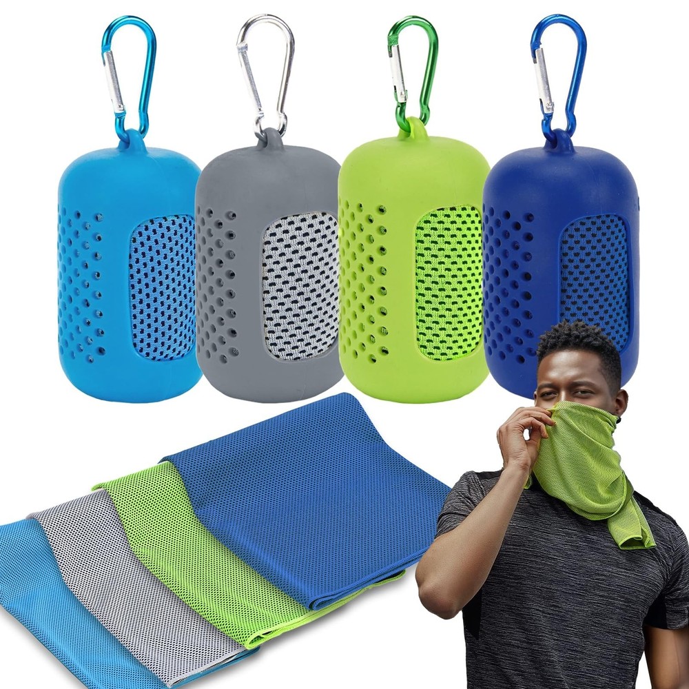 4 Pack Cooling Towels (40″x12″), Microfiber Chilly Towels Soft Breathable Gym…