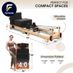 Pilates Reformer 92″ Wooden Pilates Reformer Machine with Springs Pilates Machin