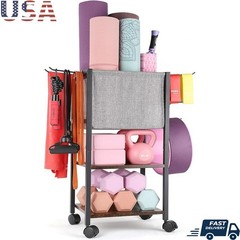 Multi-functional Workout Equipment Storage Rack Yoga Mat Holder Gym Organizer US