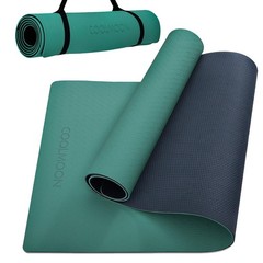 COOLMOON Yoga Mat Non Slip, Anti-Tear 1/4 Thick TPE Mats for HE-GREEN