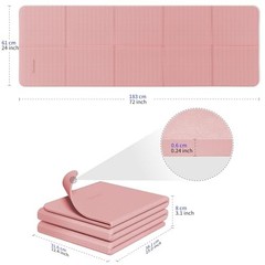 Foldable Yoga Mat for Travel Folding Yoga Mat 6mm Thick with Carrying Pink