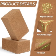 6 Pcs Cork Yoga Blocks with Straps 9 x 6 x 4 Inch Cork Yoga Brick 8.2 FT