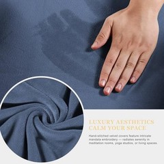 Meditation Zafu Cushion Set with Buckwheat Hulls & Memory Foam Blue（cover Only）