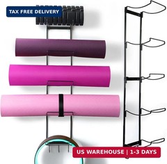 MRZZATA 5-Tiers Yoga Mat Holder Wall Mount, Metal Storage Rack for Mats/Wheels,
