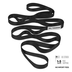 Non-Elastic Stretching Strap with Loops for Physical Therapy & Rehab, Black