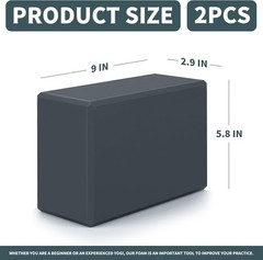 EVA Foam Yoga Blocks 9x6x3in Exercise Brick 2 Pack