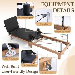 Foldable Pilates Reformer –90% Pre-Assembled Home Gym Women Men Workouts Bundle