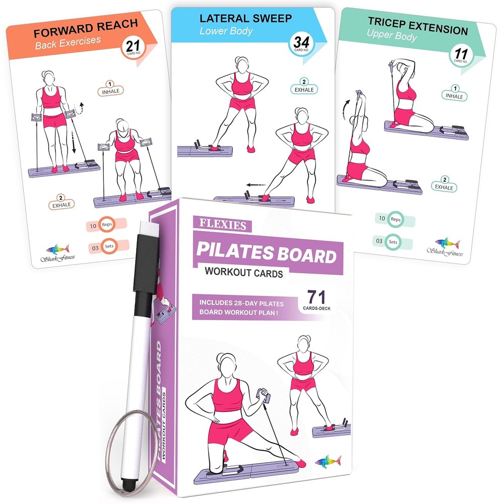 Pilates Reformer Board Exercises 71 Cards Home Workout Postures Fitness