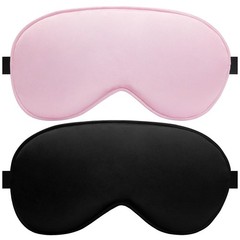 Silk Sleep Mask – 2 Pack Silk Eye Mask for Sleeping, Adjustable Strap, 100% Blac