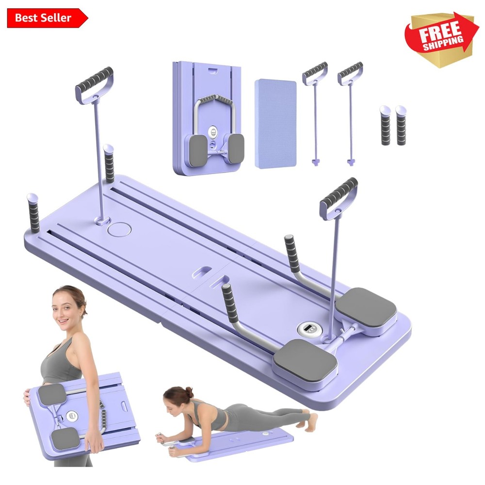 Portable Home Pilates Reformer Board with Adjustable Resistance & Phone Stand