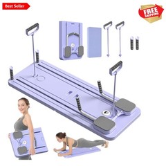 Portable Home Pilates Reformer Board with Adjustable Resistance & Phone Stand