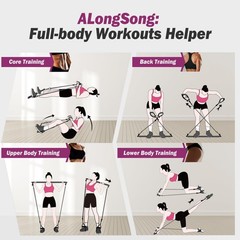ALongSong Upgraded Pilates Bar Kit with Resistance Bands 30/40lbs, Purple Red