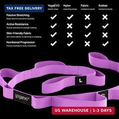 YOGA-EVO Elastic Stretching Strap with Loops for Physical Therapy – Stretch & Ac
