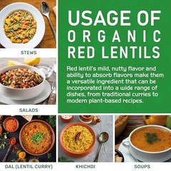 Organic Red Lentils Split 4 LB LARGE Bag – Masoor Dal – Non-GMO, Vegan, Non