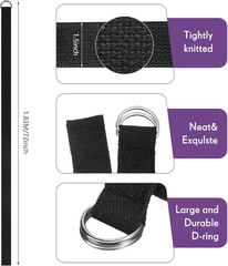 Jerify Yoga Strap for Stretching Bulk 6Ft Exercise Stretch Band with Metal D Rin