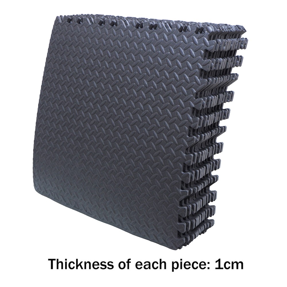 12X Gym Floor Mat 24×24 EVA Foam Interlocking Exercise Fitness Puzzle Floor Blac