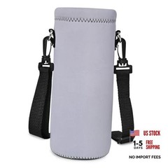 Water Bottle Sling Bag Carrier Crossbody Sleeve,Insulated Neoprene Pure Grey