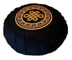 Meditation Cushion Zafu Pillow Buckwheat Fill Silkscreen “Endless Knot”