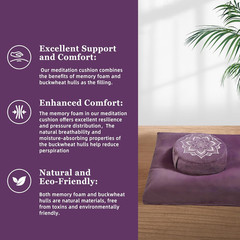 Adjustable Meditation Cushion Set – Zafu & Zabuton with Velvet Cover (Purple)