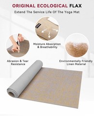 Extra Large Yoga Mat 84”x30”- 1/4” Thick Natural Linen, Non-Slip Tear-Resi…