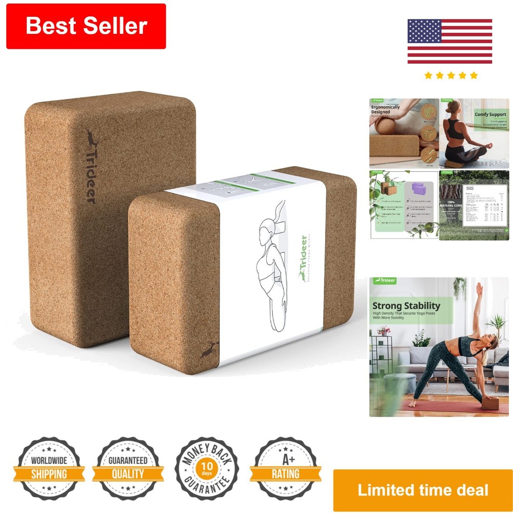 High Density Cork Yoga Blocks – 2 Pack – Eco-Friendly Sustainable – Versatile