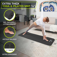 Extra Thick Yoga and Pilates Mat ½” (13Mm) or 1″ (25Mm), 71-Inch Long High Densi