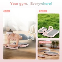 Pilates Reformer Board，6-in-1 Foldable Pilates Equipment for Home Workout wit…