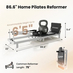 86.6” Foldable Pilates Equipment, Pilates Reformer Machine Suitable for Height o