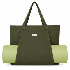 Yoga Mat Bag for Women, Cotton Canvas Tote with Wet/Dry Pocket, Bottle Holder…