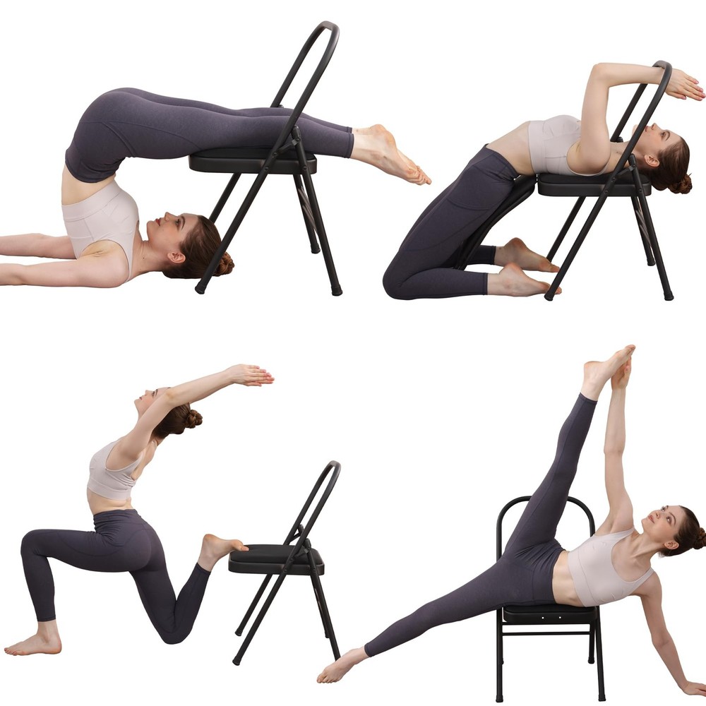 BODYRHYTHM Yoga Auxiliary Chair with Lumbar Back Support for Abs & Core, Bala…