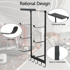Yoga Mat Holder Wall Mount, Black Yoga Mats Storage Rack, Home Gym Storage with